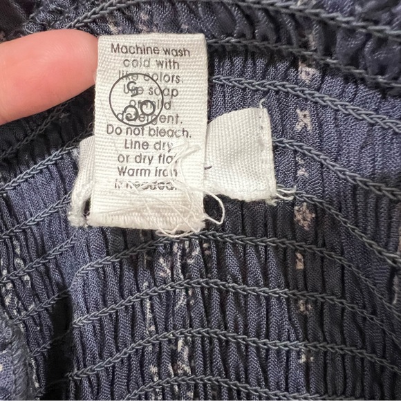 JAPNA Strapless Smocked Boho Wide Leg Jumpsuit Women’s XS Navy Print - Picture 9 of 12